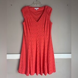 Sabina Coral Eyelet Mini Dress